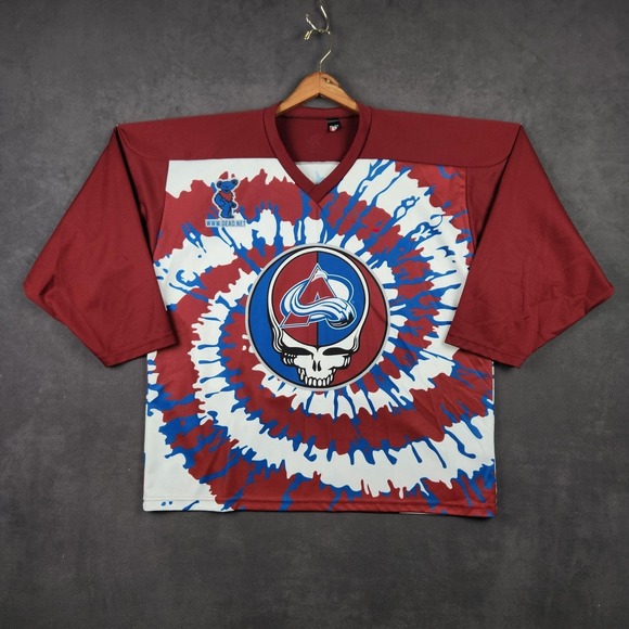 Grateful Dead Colorado Avalanche Jersey Mens 2XL Tie Dye Maroon NHL Hockey Kobe